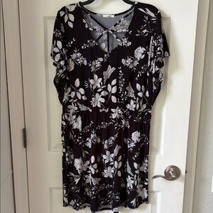 Maurices Black and White Floral Crisscross Dress